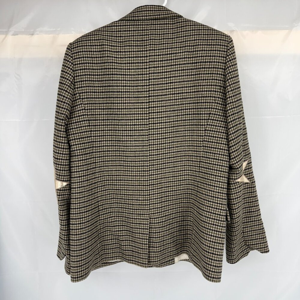 Zadig & Voltaire Women 42 Visit Car Patch Blazer Wool Blend Brown Houndstooth - Picture 2 of 9